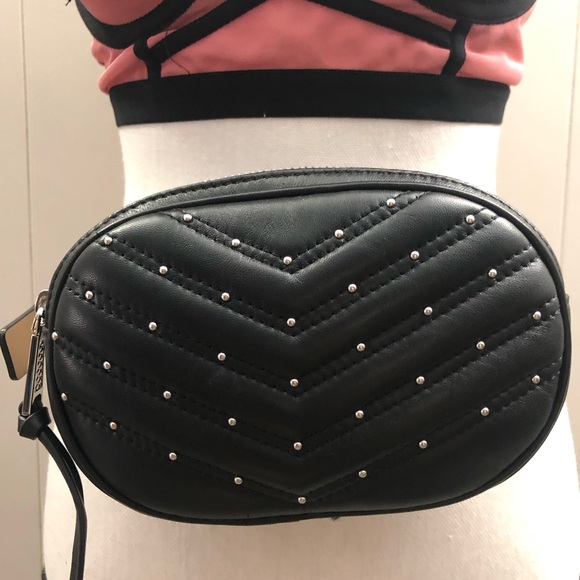 REBECCA Minkoff Genuine Leather Black Studded Waist Belt Bag - Picture 3 of 15